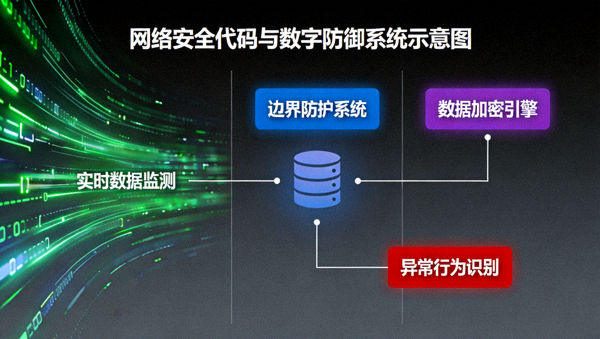 网络安全代码及数字防御系统示意